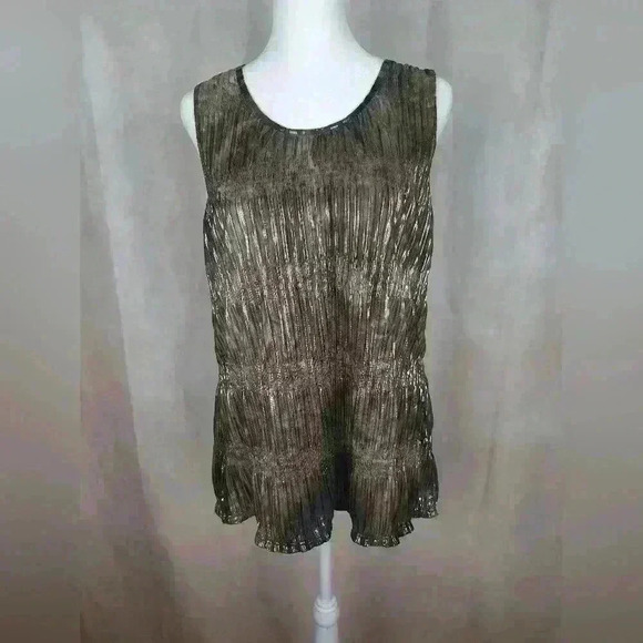 Jennifer Lopez Women tank top Brown Silver sequined shiny Size M - Picture 2 of 10